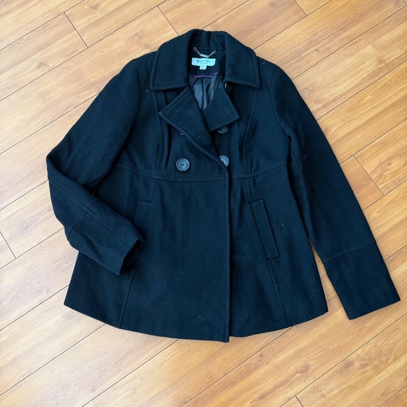 Liz Lange Maternity Wool Black Peacoat Jacket Size Small - Picture 2 of 7
